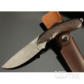OEM DAMASCUS STEEL HAWK EMISSARY FIXED BLADE KNIFE UDTEK00538 