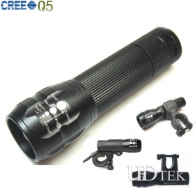 Three gears longer ring Cree Q5 Mini aluminum telescopic led flashlight torch UD09058