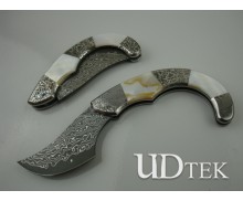 Damascus sea tide folding knife UD401180