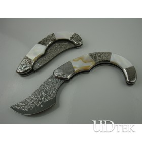 Damascus sea tide folding knife UD401180