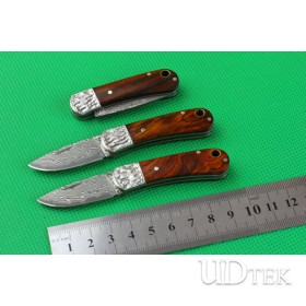 Cocobolo mini Damascus pocket knife folding knife UD402103