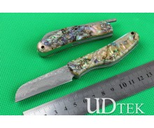 Abalone VG10 Damascus Little Razorback no lock knife UD402134