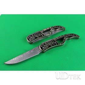 Damascus lium blossom folding knife UD402187 