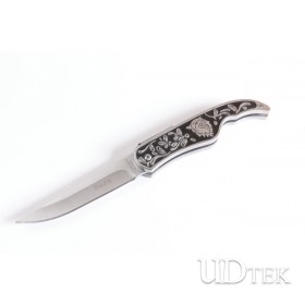 All steel carving pattern bear head folding knife（0090B）UD402255