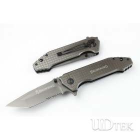  Browning 356 half serrated blade quick opening grey Titanium folding knife UD402278