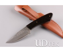 Damascus black bear fixed blade knife UD402329 