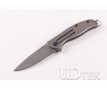 Mini Titanium handle no lock D2 blade stone-washing folding keychain knife UD403420