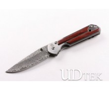 Chris Reeve Damascus wood handle folding knife UD403361