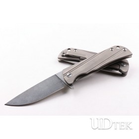 Parallel lines Titanium handle folding knife UD403363