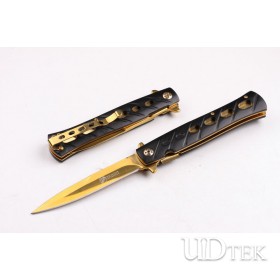 Small swordfish fast opening golden color folding knife UD403425