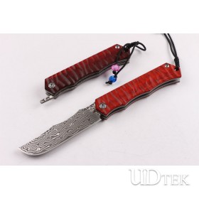 Red Wave Damascus steel blade material no lock folding knife UD404436