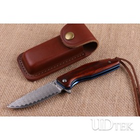 Blue bird Damascus folding knife with Red sandalwood handle UD404497