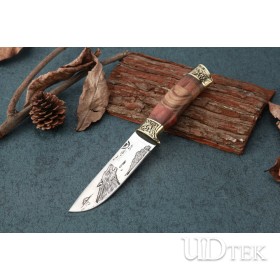 FB1138 outdoor wolf head  fixed blade hunting camping knife UD404854
