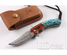 Mild Deer VG10 Damascus steel Abalone folding knife UD404895