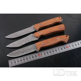 Full tang Zebra wood Damascus steel fixed blade hunting knife UD404977 