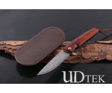 Classic red war 100% VG10 Damascus steel fast opening folding knife UD405058