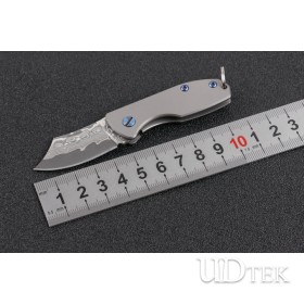 Titanium handle razor multifunctional pocket knife with Damascus steel blade UD405074