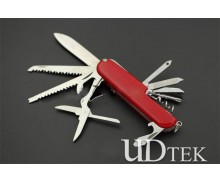 Red 11 in 1 multifunctional stainless steel swiss army folding knife UD50100