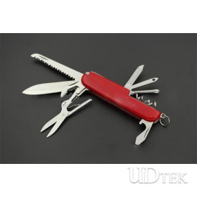 9 in 1 red multifunctional stainless steel swiss army folding knife UD50107
