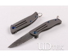 Mini Damascus Titanium handle no lock keychain knife UD2103355