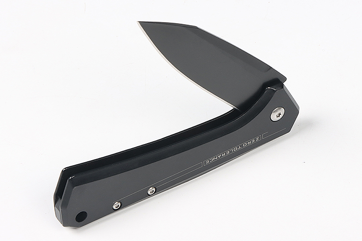 Black steel no logo blank folding camping hunting knife UD407671