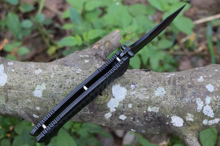 Black crocodile no logo blank blade Aluminum handle folding knife UD407683