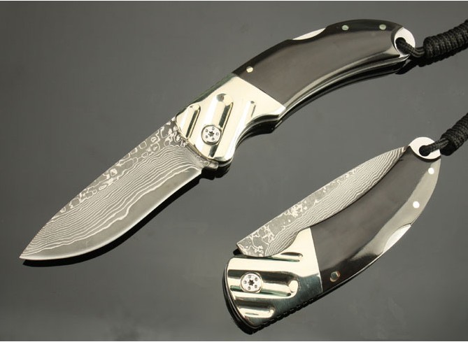 OEM DAMASCUS STEEL IMMINENT FOLDING KNIFE UDTEK00536