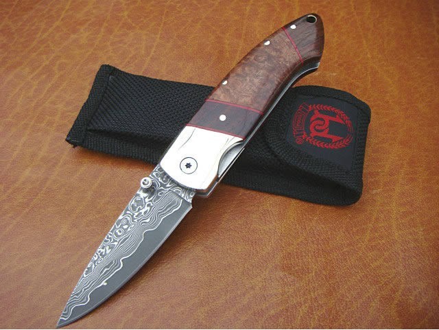 OEM DAMASCUS STEEL FINE/RED SHADOW FOLDING TREASURE KNIFE UDTEK00539