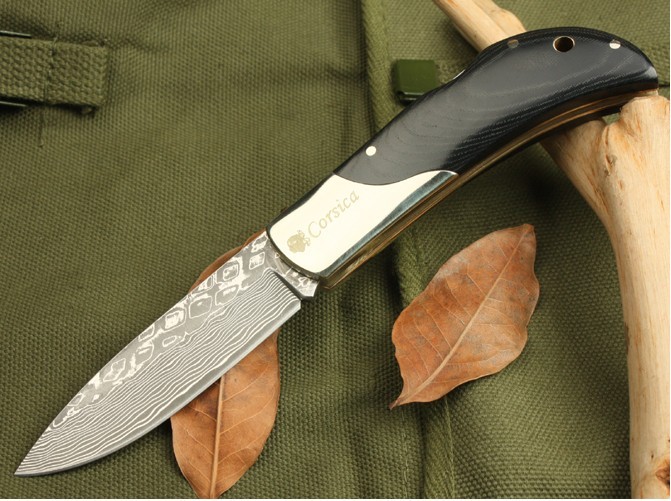 OEM DAMASCUS STEEL WARRIORS FOLDING KNIFE UDTEK00548