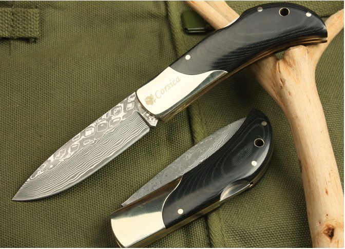 OEM DAMASCUS STEEL WARRIORS FOLDING KNIFE UDTEK00548