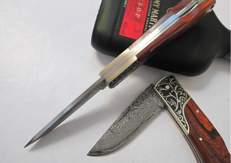 OEM DAMASCUS STEEL FLOWER PRINT NO.2 FOLDING KNIFE UDTEK00561