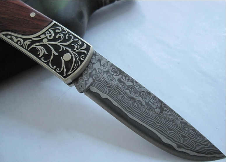 OEM DAMASCUS STEEL FLOWER PRINT NO.2 FOLDING KNIFE UDTEK00561