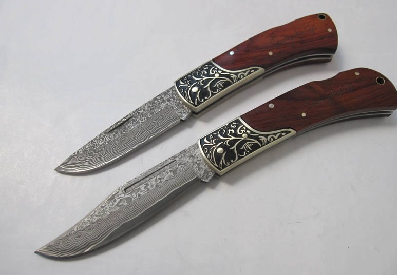 OEM DAMASCUS STEEL FLOWER PRINT NO.2 FOLDING KNIFE UDTEK00561