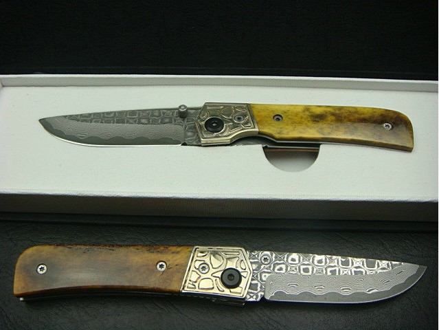 OEM DAMASCUS STEELTREASURE KNIFE WITH OX BONE HANDLE UDTEK00563 