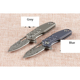 Damascus Blade Material JJ004 Quick Opening Bearing Folding Pocket EDC Knife UD405334