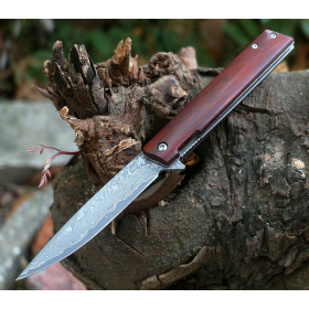 Damascus Blade Material Wolf Wagon Quick Opening Folding Pocket EDC Hunting Camping Knife UD405455
