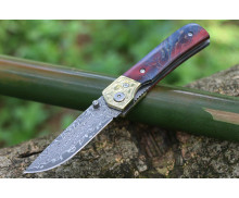 Damascus Blade Wood Pocket Folding Knife Wholesalers Camping Durable Self-defense Knives Tools UD407781