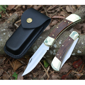 Buck 110 Backlock Real Copper and Wood Handle Folding Pocket Hunting Knife UD407810