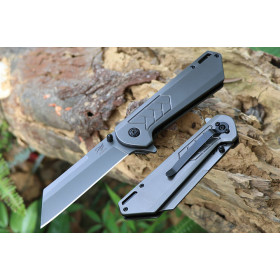 F197 Fast Opening Line Lock Grey Titanium Coated Folding Knife UD407845