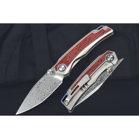 Blue elves PMC27 Powder steel Damsacus Steel Titanium handle folding knife UD407850
