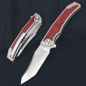 Red flame VG10 blade material Titanium folding knife UD407857
