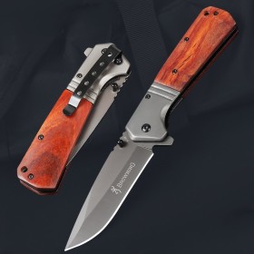 Browning A228 custom wood handle fast opening folding knife UD408762