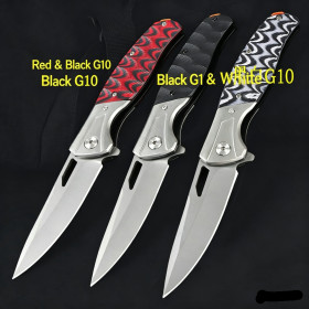 F220 Quick-opening G10 Handle Camping DIY Industrial Hunting Use Knives Stainless Steel Folding Knife UD408879