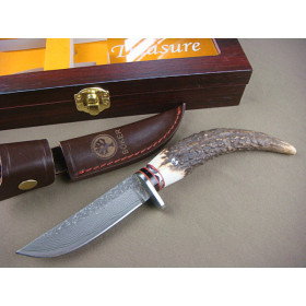 Boker -Damascus Antlers handle collection boutique knife  UD0702
