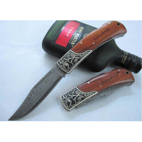 OEM DAMASCUS STEEL FLOWER PRINT NO.1 COLLECTION KNIFE FOLDING KNIFE UDTEK00560