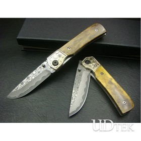 OEM DAMASCUS STEELTREASURE KNIFE WITH OX BONE HANDLE UDTEK00563 