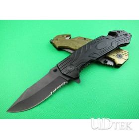 Orange/Green/Black OEM Fox Folding Knife Hunting Knives with Aluminum Handle UDTEK01261