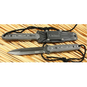 Wrinkle Steel United –seal Double Edge Fixed Blade Knife With G10 Sheath UDTEK00411