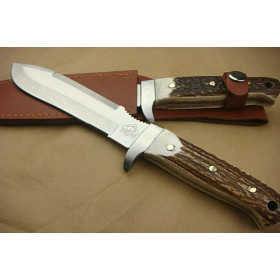 PUMA.TEC  ANTLER HANDLE TREASURE KNIFE WITH LEATHER SHEATH  UDTEK00380