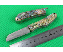  Abalone VG10 Damascus Little Razorback no lock knife UD402134